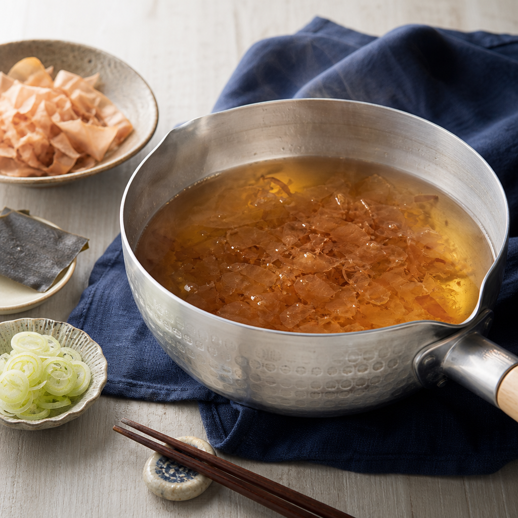 Miso Soup step 4: Warm the tofu and wakame