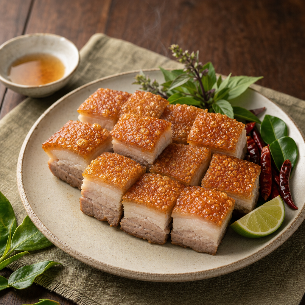 Moo Grob — finished dish