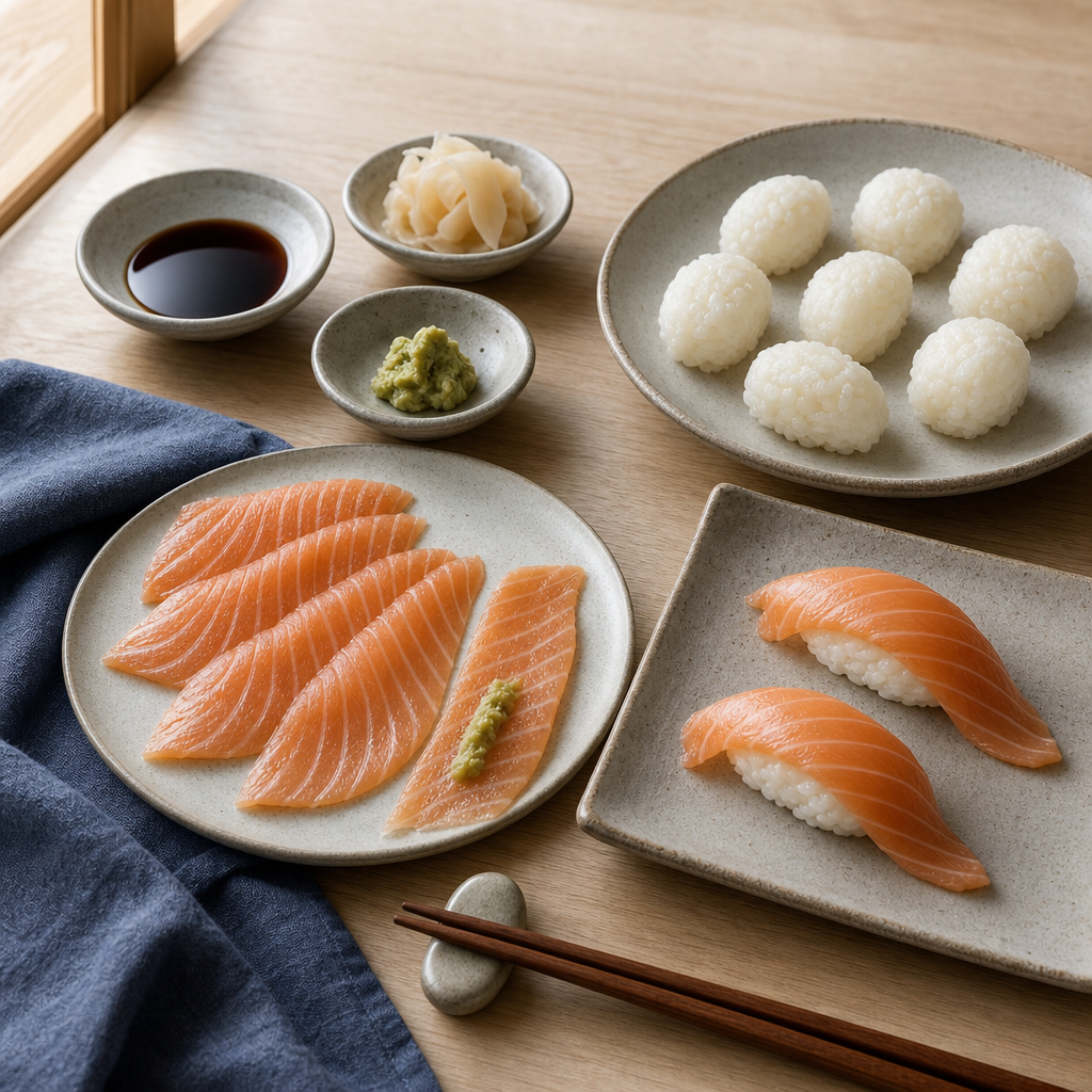 Salmon Nigiri step 8: Assemble the nigiri