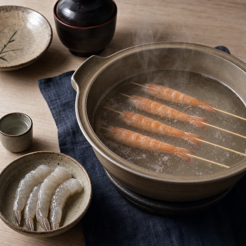 Shrimp Nigiri step 5: Poach the shrimp