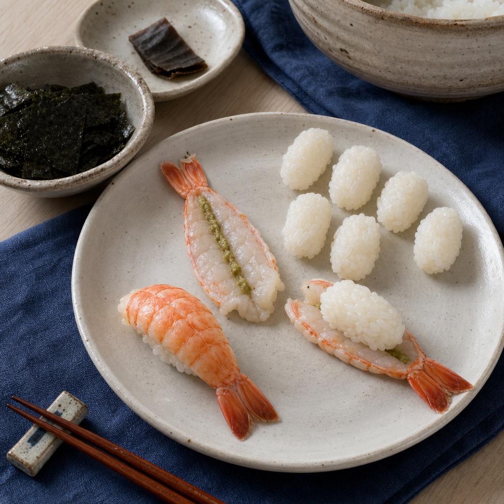 Shrimp Nigiri step 8: Shape the nigiri