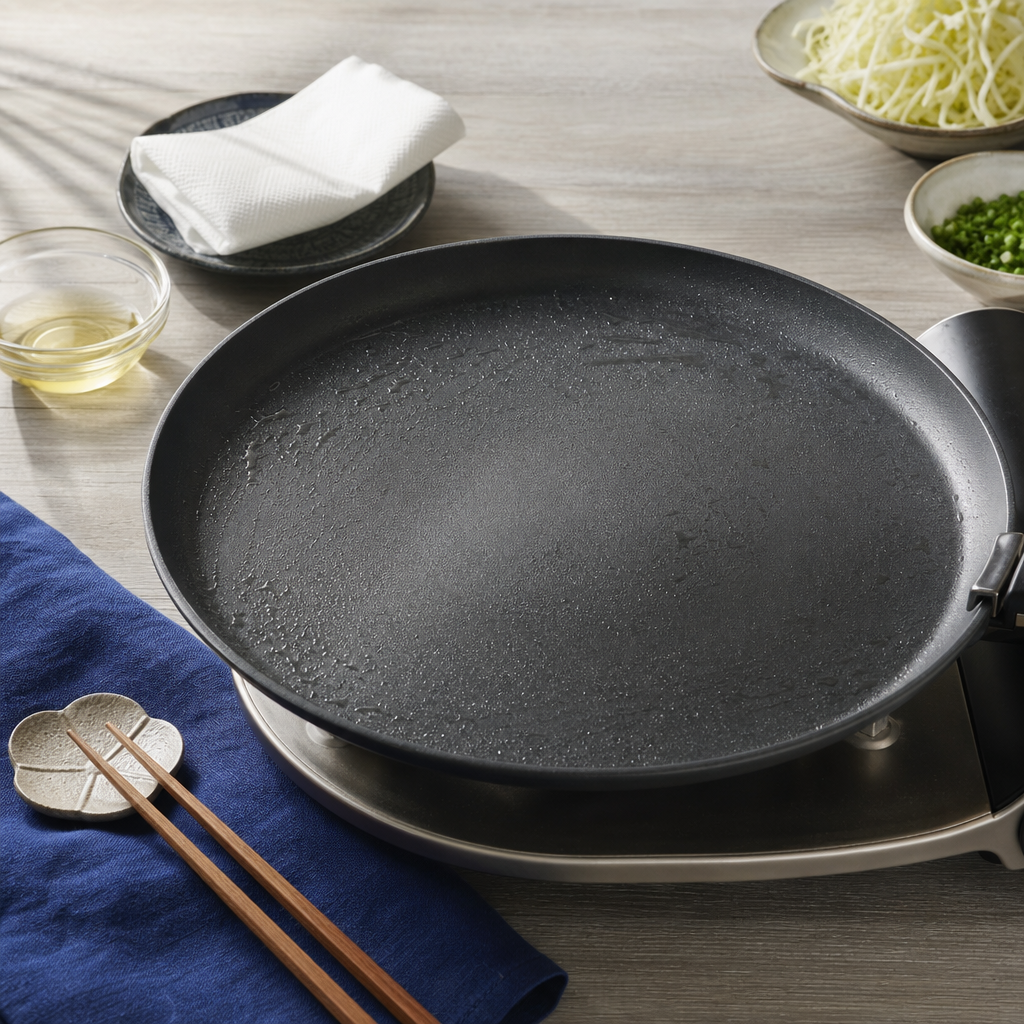 Hiroshima-Style Okonomiyaki step 3: Heat the cooking surface