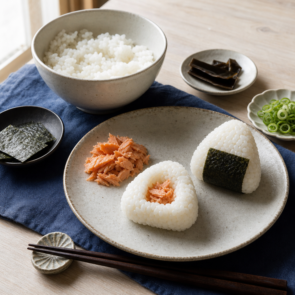 Salmon Onigiri step 6: Fill and shape