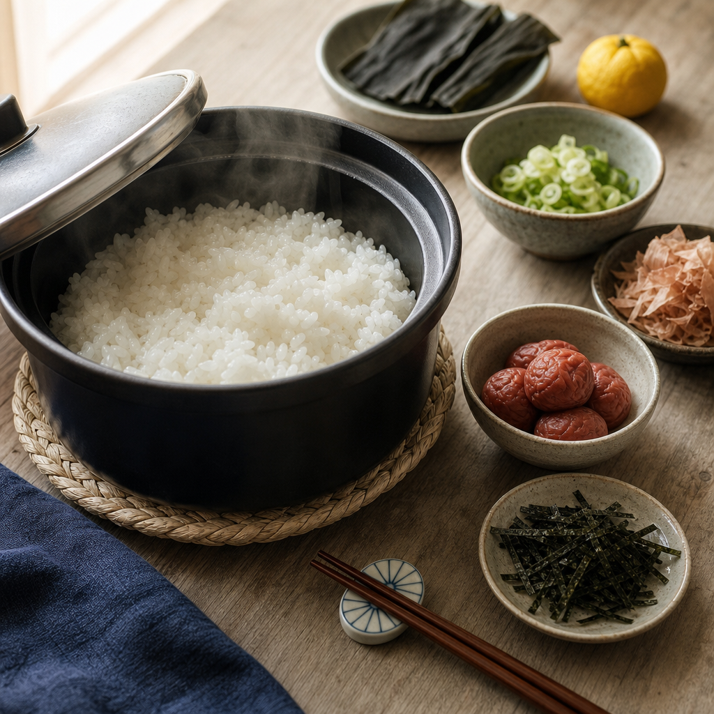 Umeboshi Onigiri step 3: Cook and rest the rice