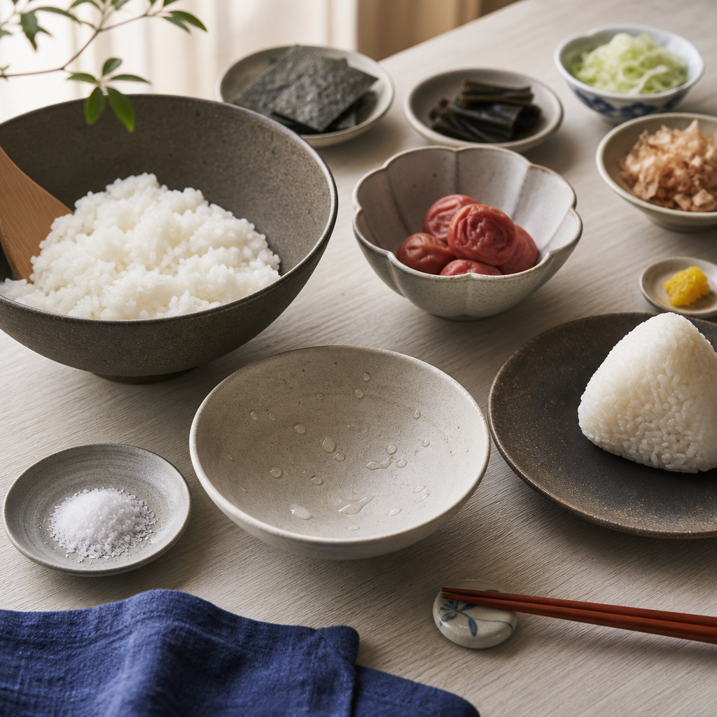 Umeboshi Onigiri step 6: Salt the hands