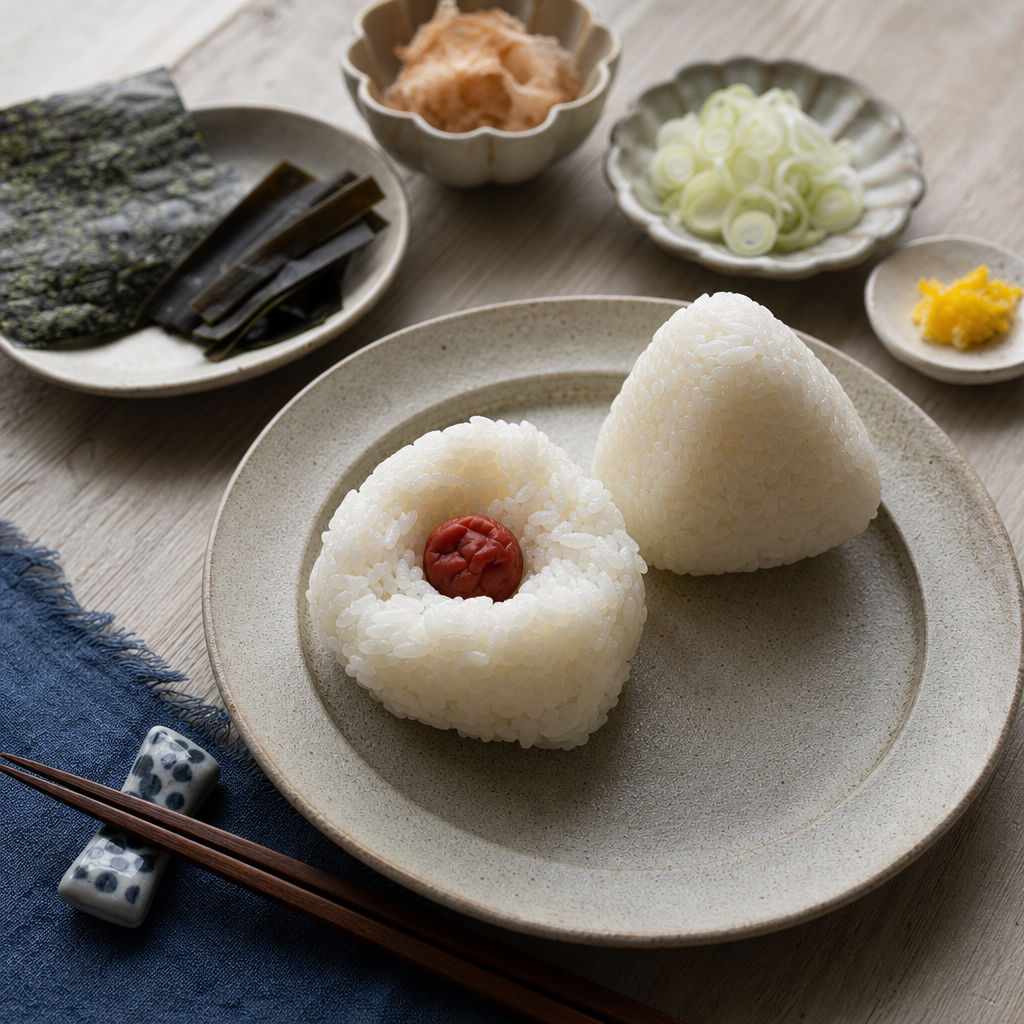 Umeboshi Onigiri step 7: Fill and shape