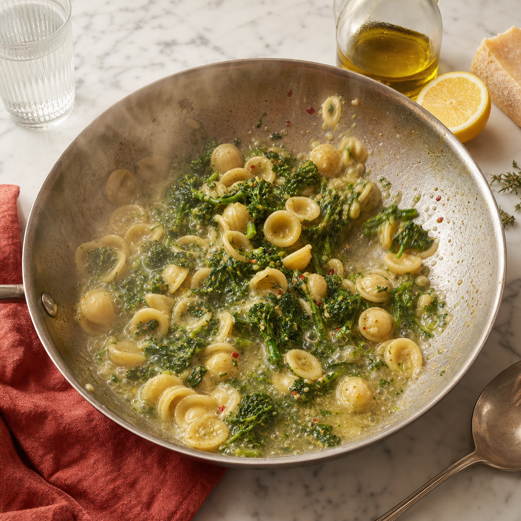 Orecchiette with Broccoli Rabe step 7: Bind the pasta and greens