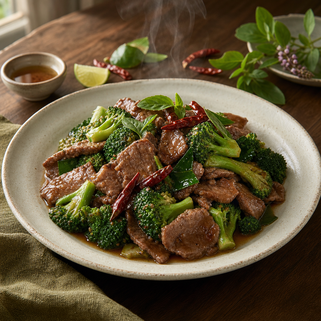 Stir-Fried Broccoli with Beef — finished dish