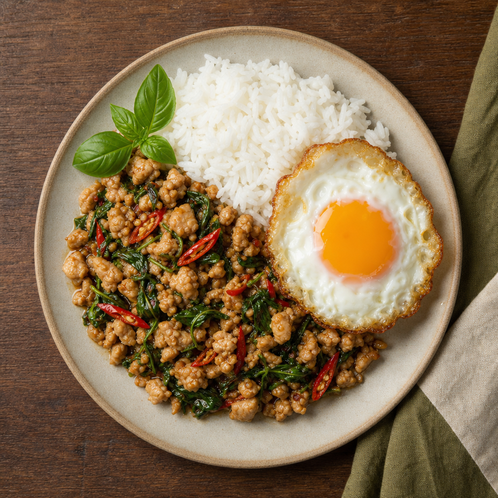 Holy Basil Chicken with Fried Egg