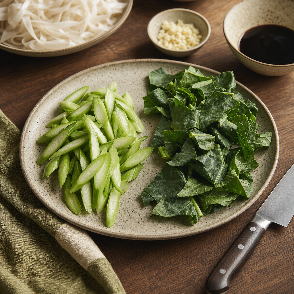 Pad See Ew step 3: Prep the Chinese broccoli