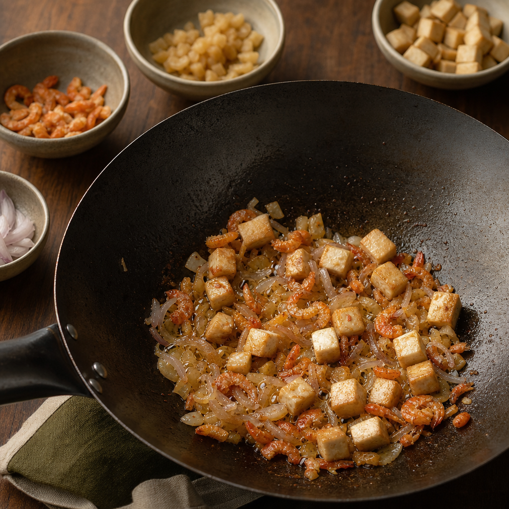 Pad Thai with Shrimp step 4: Fry the base