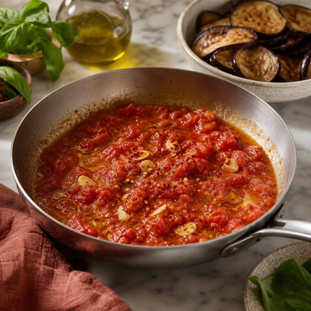 Pasta Alla Norma step 4: Start the tomato sauce