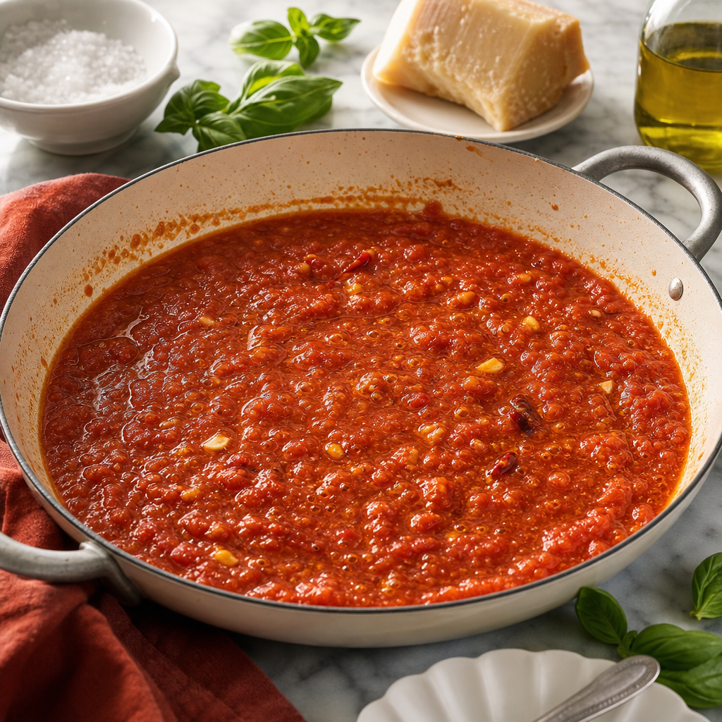 Penne Arrabbiata step 4: Cook the tomato sauce