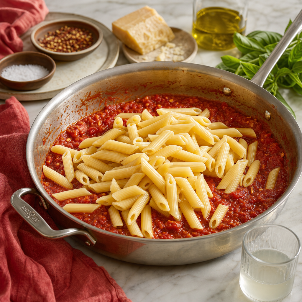 Penne Arrabbiata step 5: Transfer the pasta