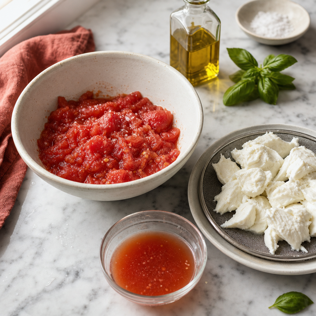 Pizza Margherita step 3: Drain the toppings