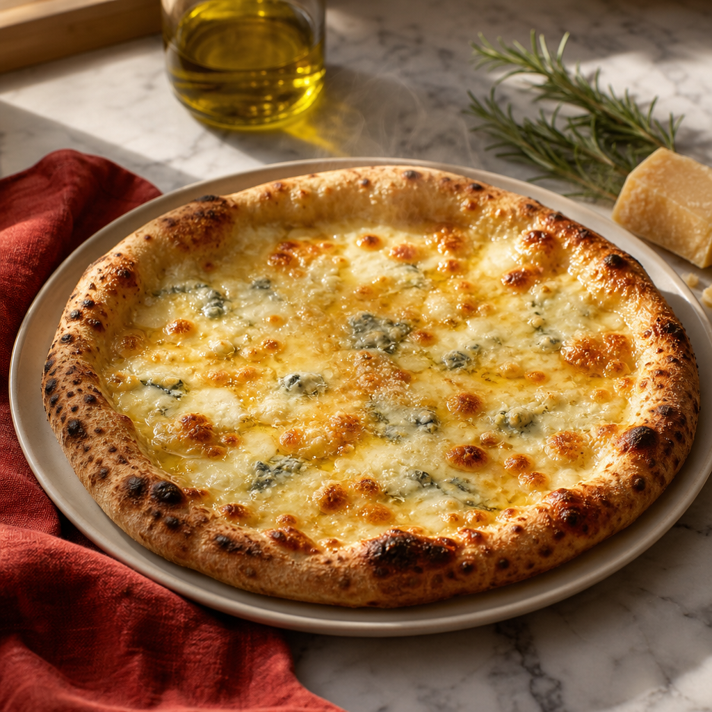 Pizza Quattro Formaggi — finished dish