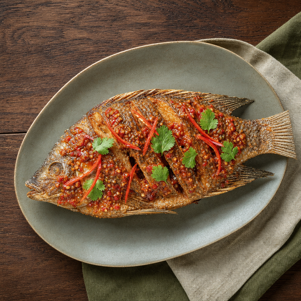 Fried Fish with Chili Tamarind Sauce