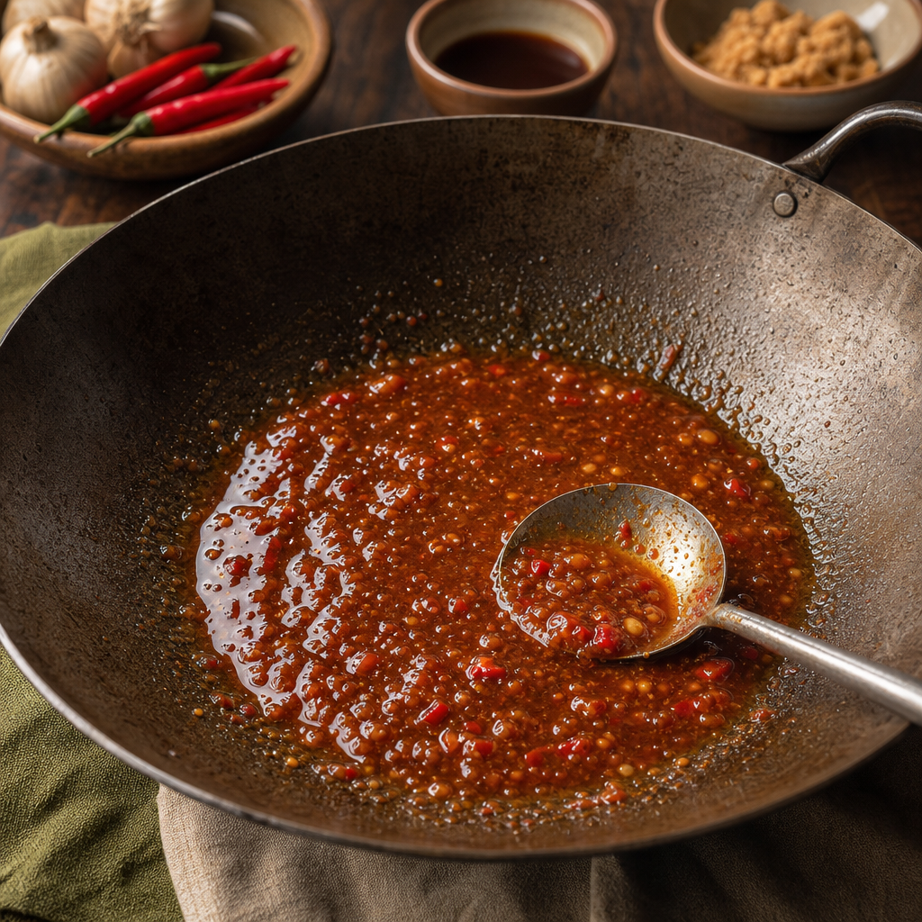 Fried Fish with Chili Tamarind Sauce step 7: Build the three-flavor sauce