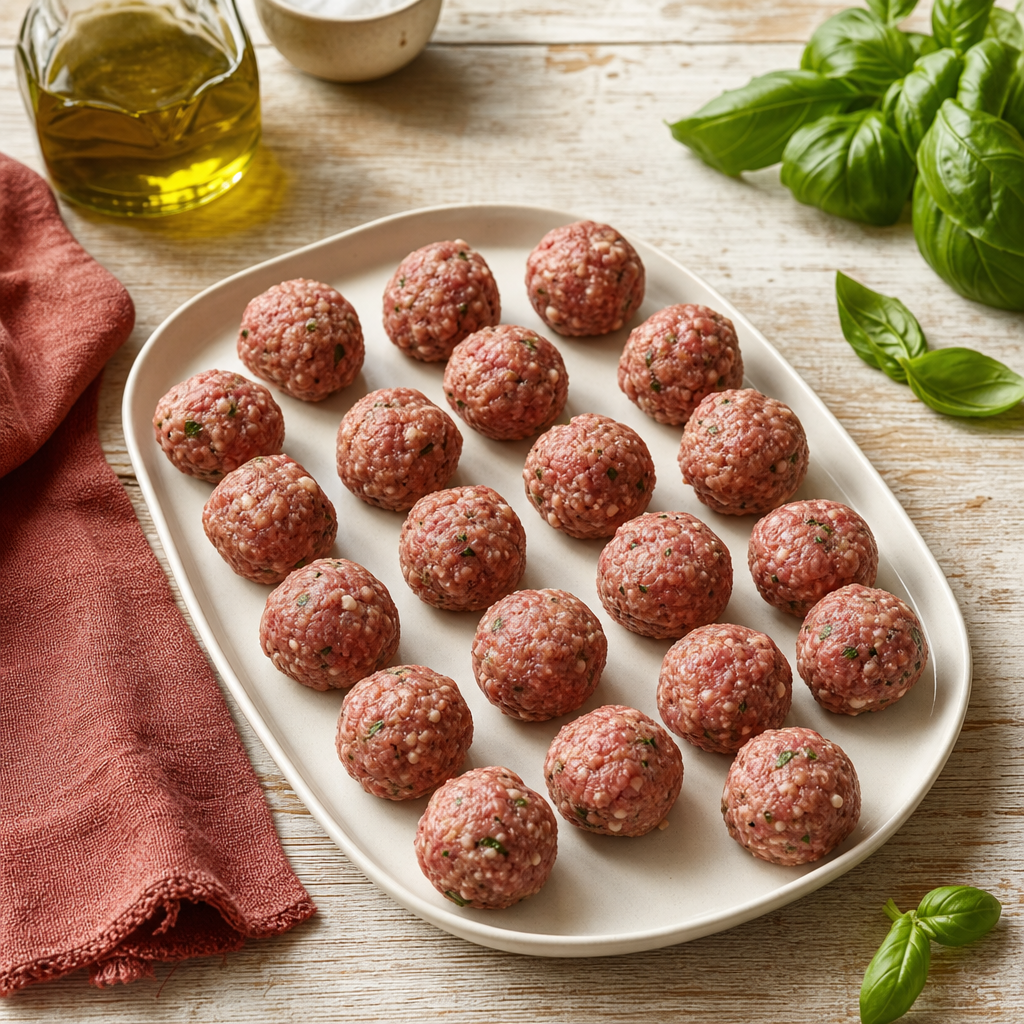 Polpette Pomodoro step 3: Shape and chill briefly