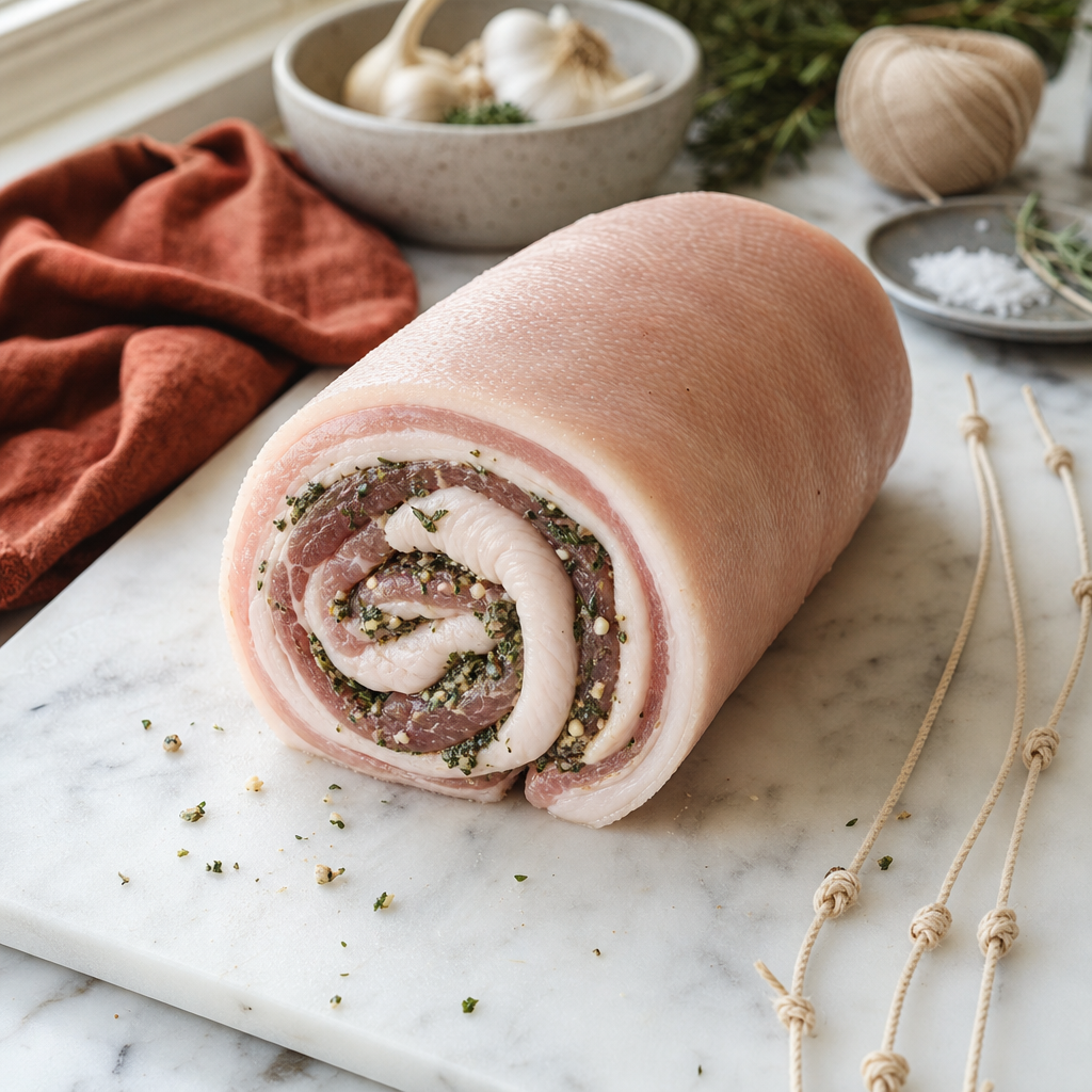 Porchetta step 6: Roll under tension