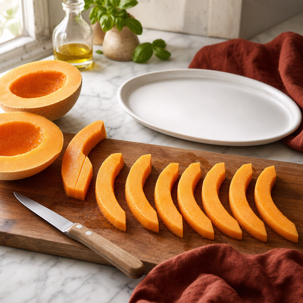Prosciutto Melone step 2: Cut the melon