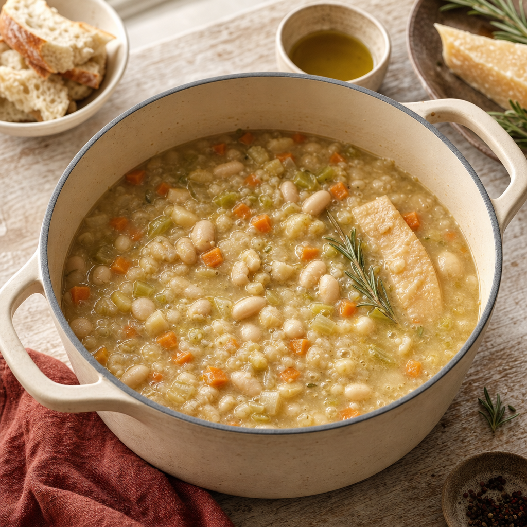 Ribollita step 4: Simmer the beans and hard vegetables