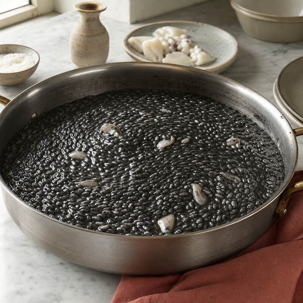Risotto Nero Seppia step 6: Set the all'onda texture