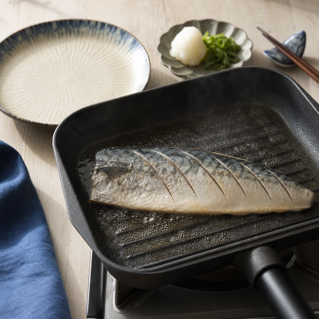 Saba Shioyaki step 4: Heat the grill or pan