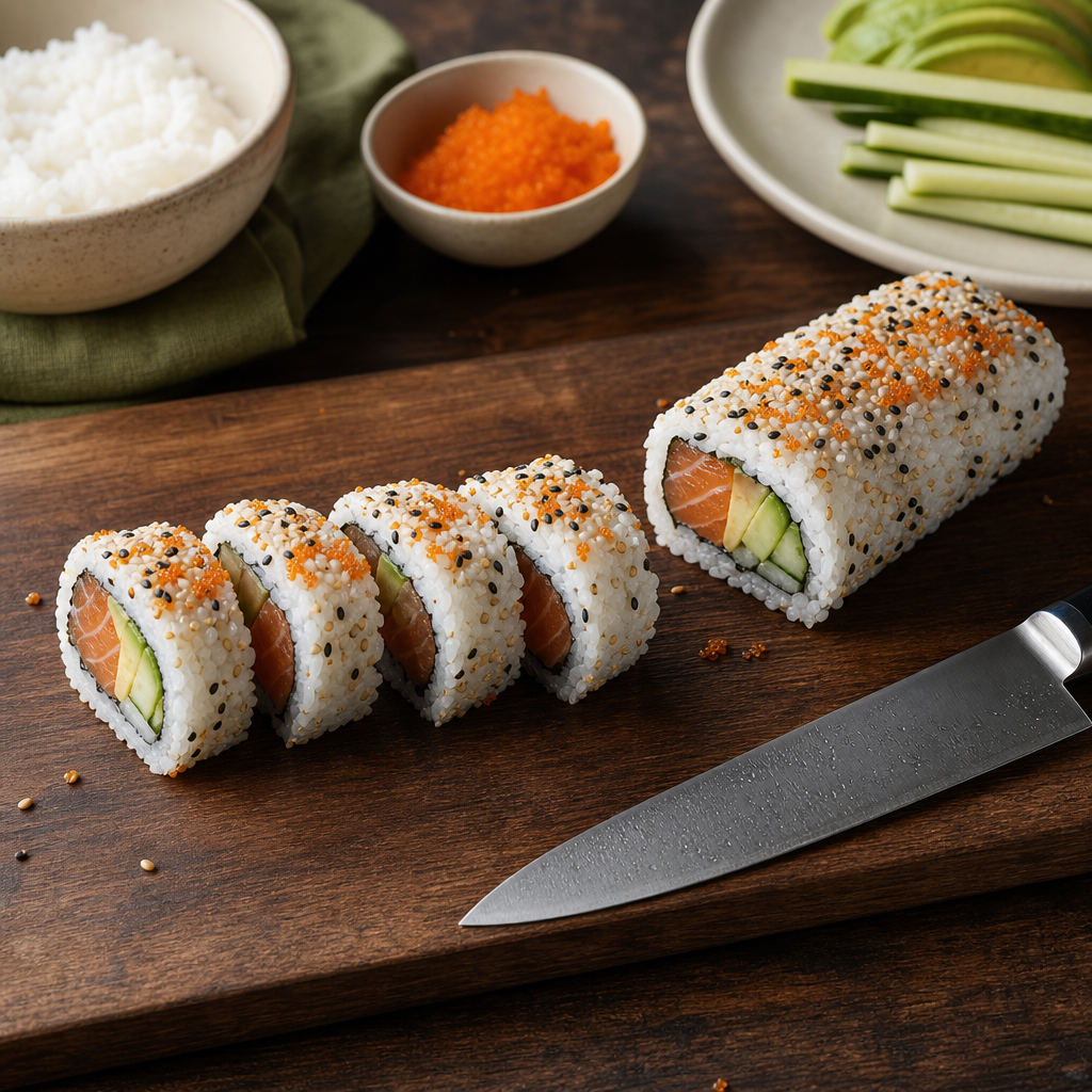 Salmon Avocado Roll step 9: Cut cleanly