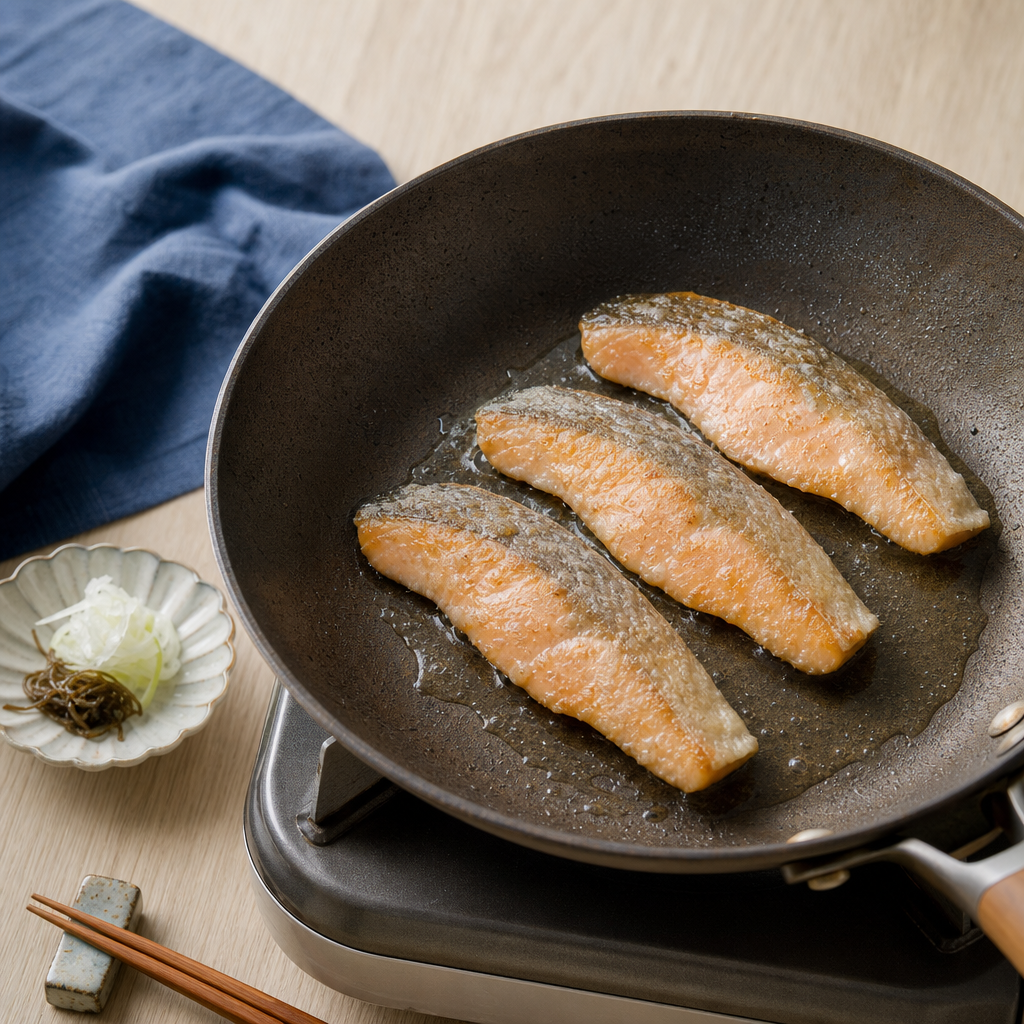 Salmon Teriyaki Bento step 5: Pan-sear the salmon