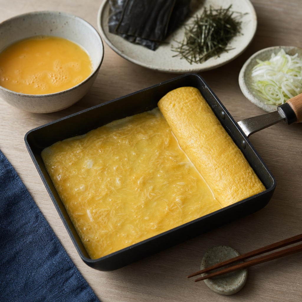 Salmon Teriyaki Bento step 7: Cook the tamagoyaki
