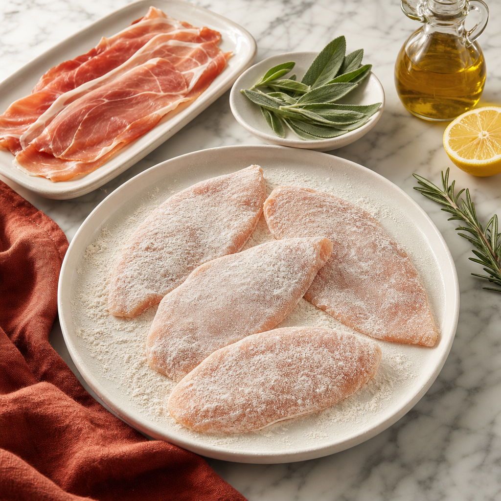 Chicken Saltimbocca step 3: Dust, do not bread
