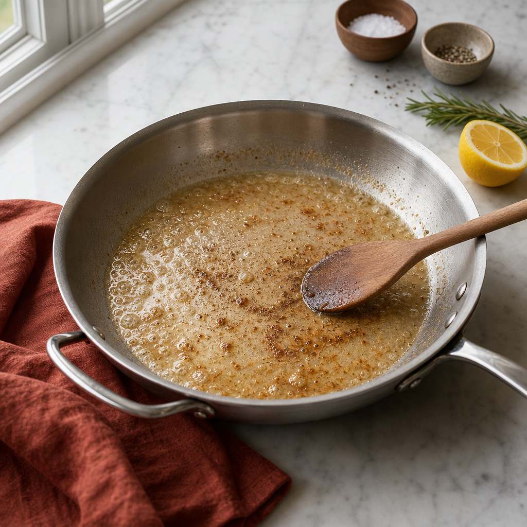 Scaloppine Limone step 4: Deglaze the pan