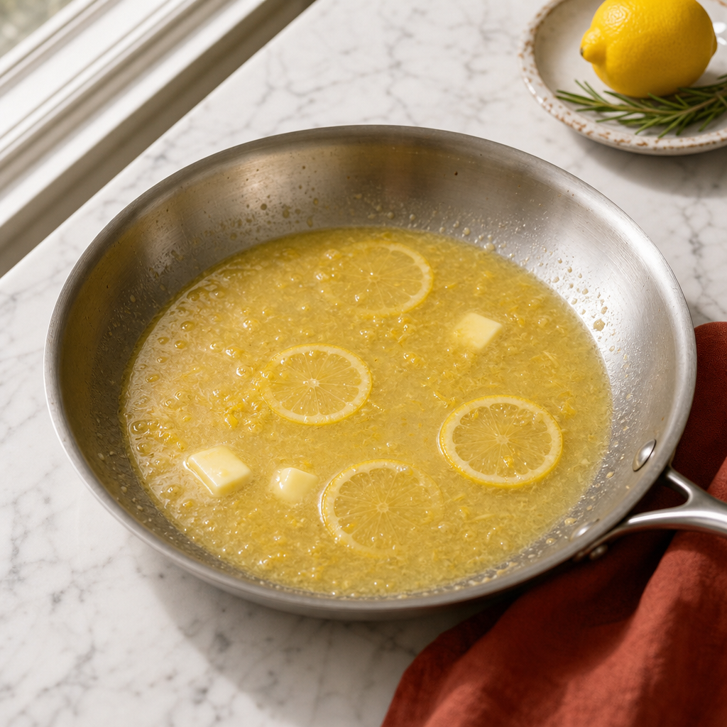 Scaloppine Limone step 5: Build the lemon-butter sauce