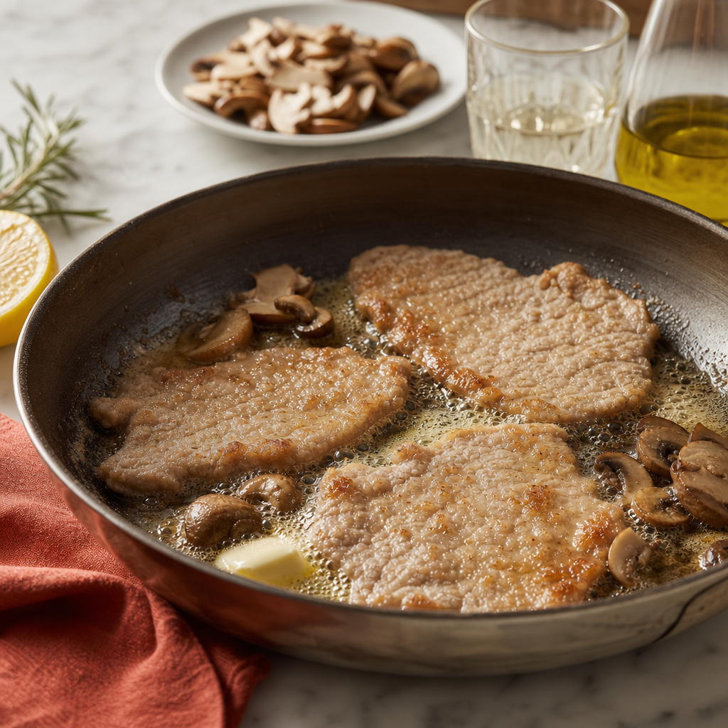 Scaloppine Marsala step 3: Sear in batches
