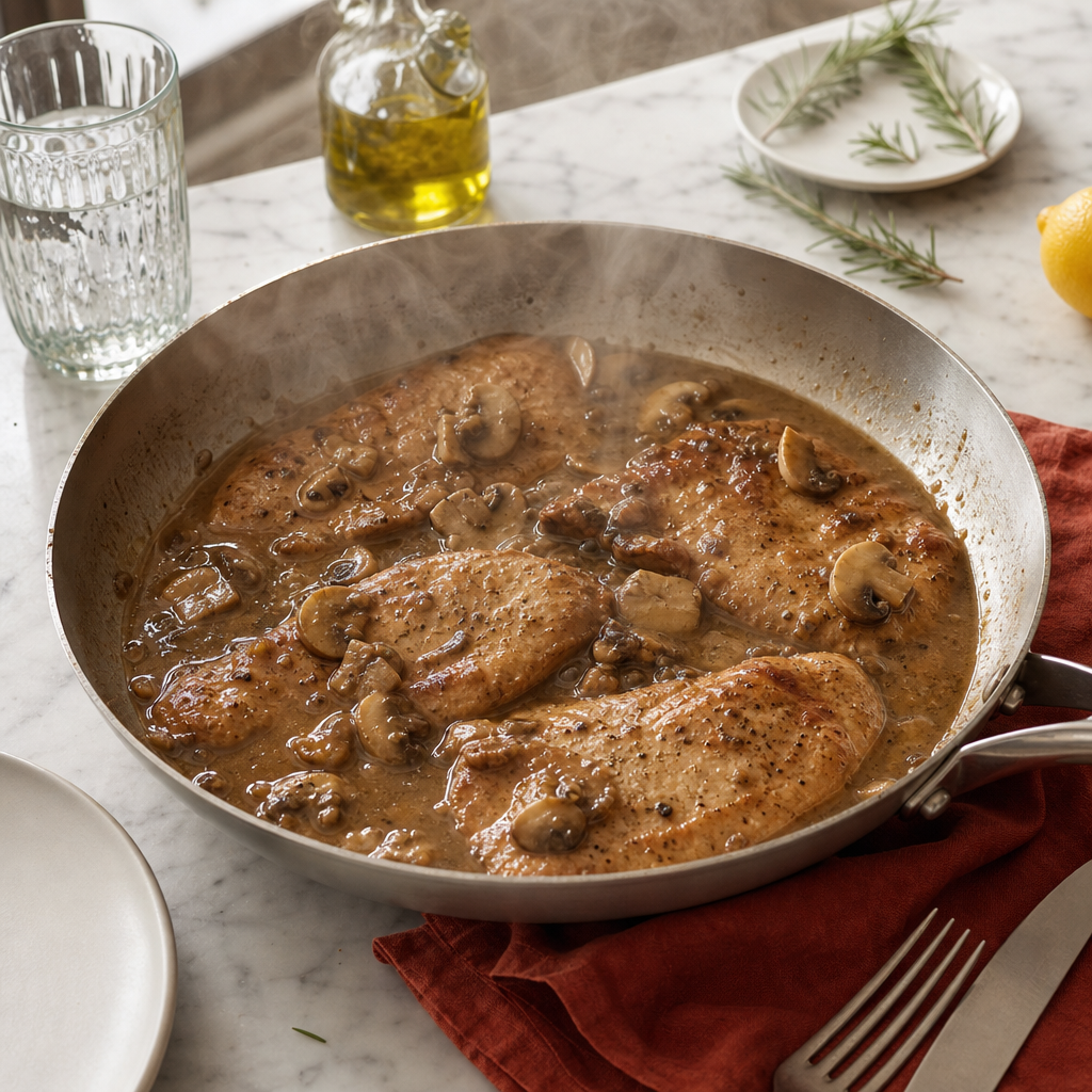 Scaloppine Marsala step 6: Return the meat