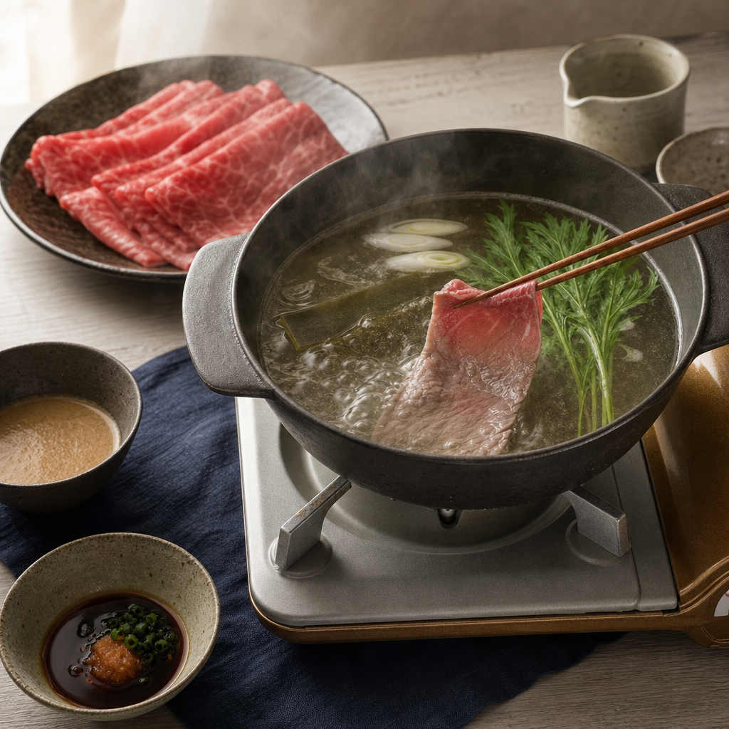 Shabu Shabu step 6: Swish the meat piece by piece