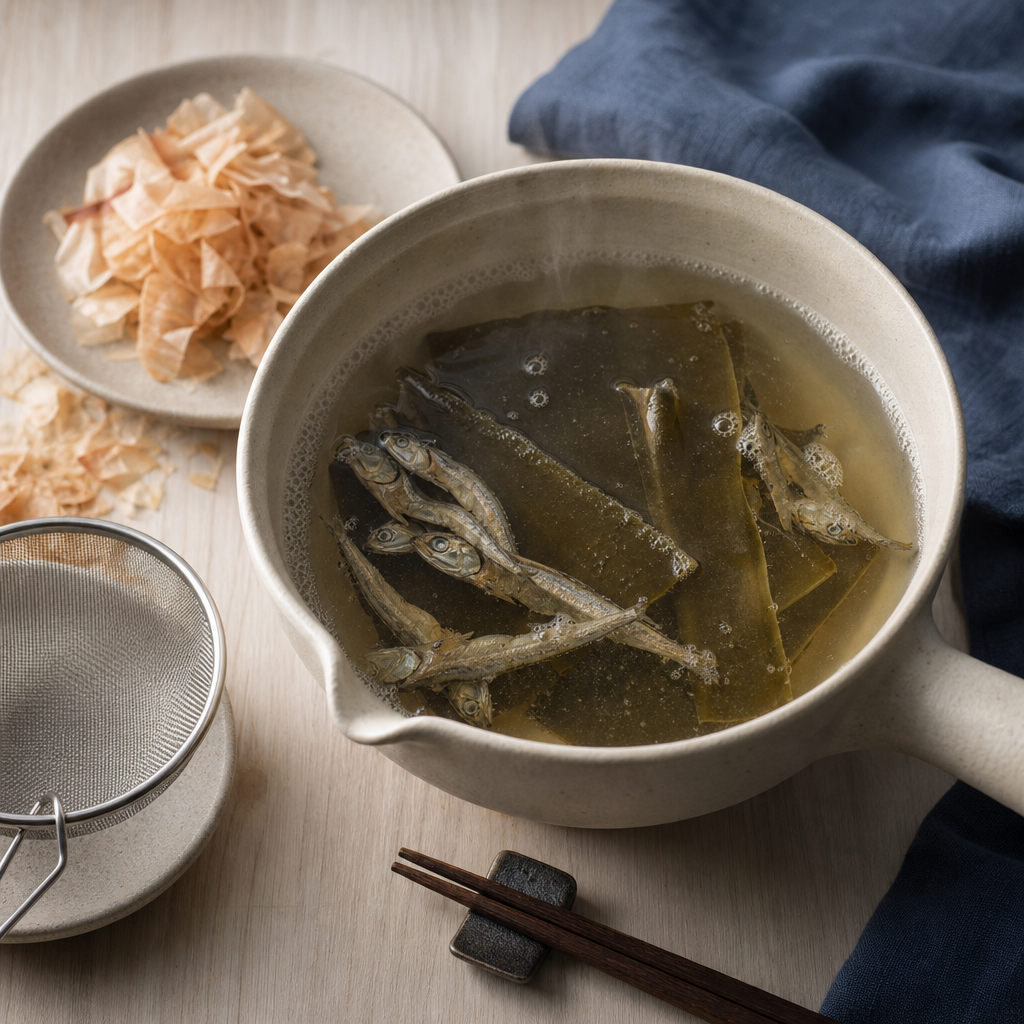 Shio Ramen step 3: Extract the seafood dashi