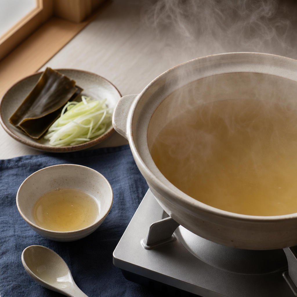 Shio Ramen step 6: Heat the broth