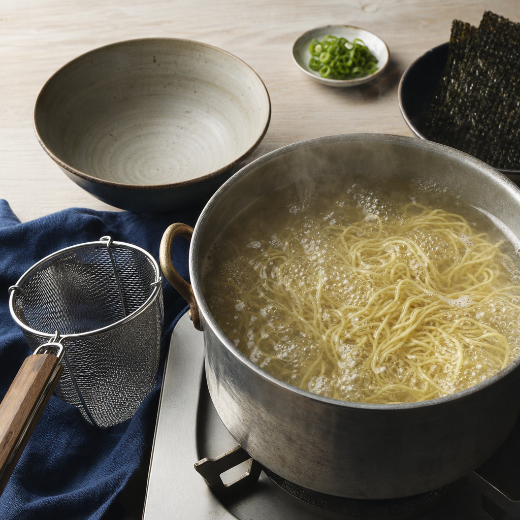 Shio Ramen step 7: Cook the noodles