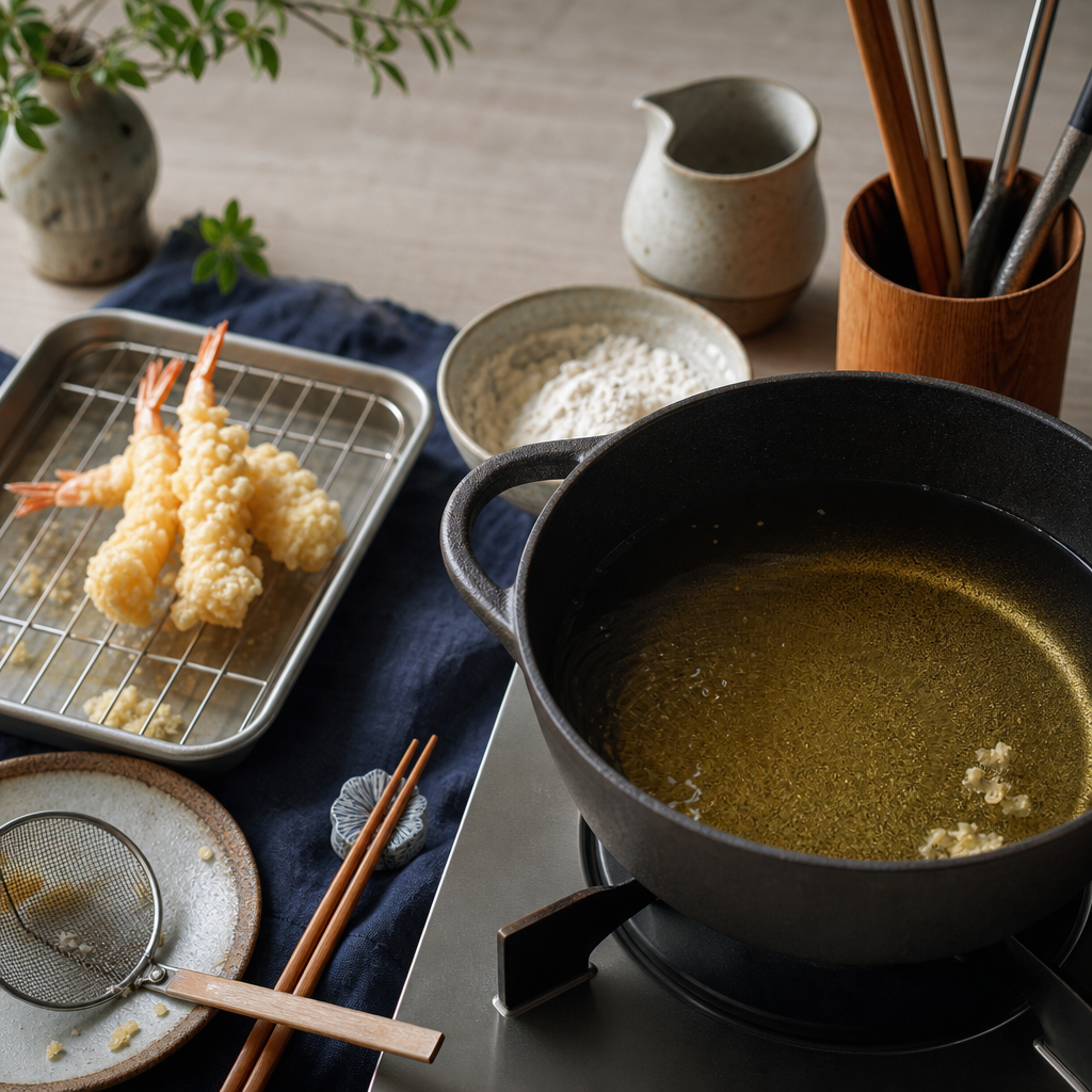 Shrimp Tempura step 5: Heat the oil