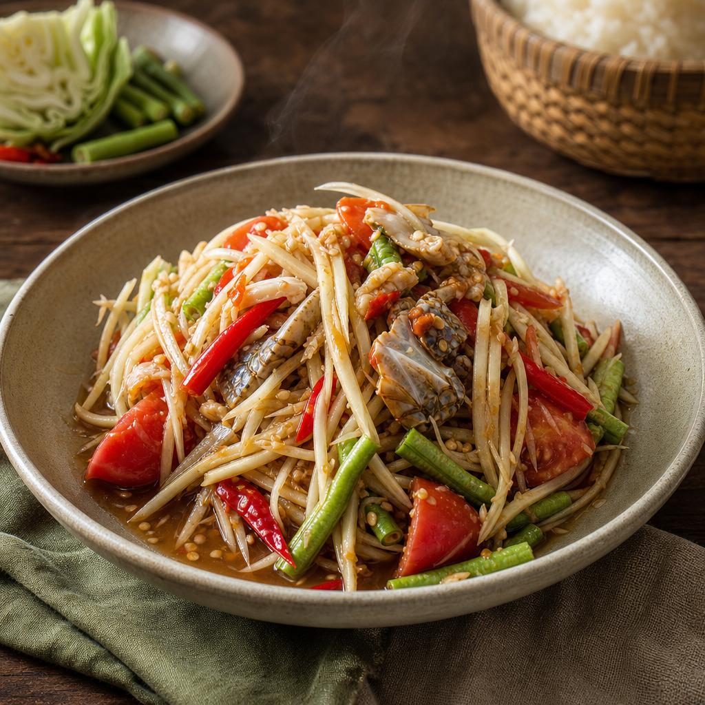 Som Tum Pla Ra — finished dish