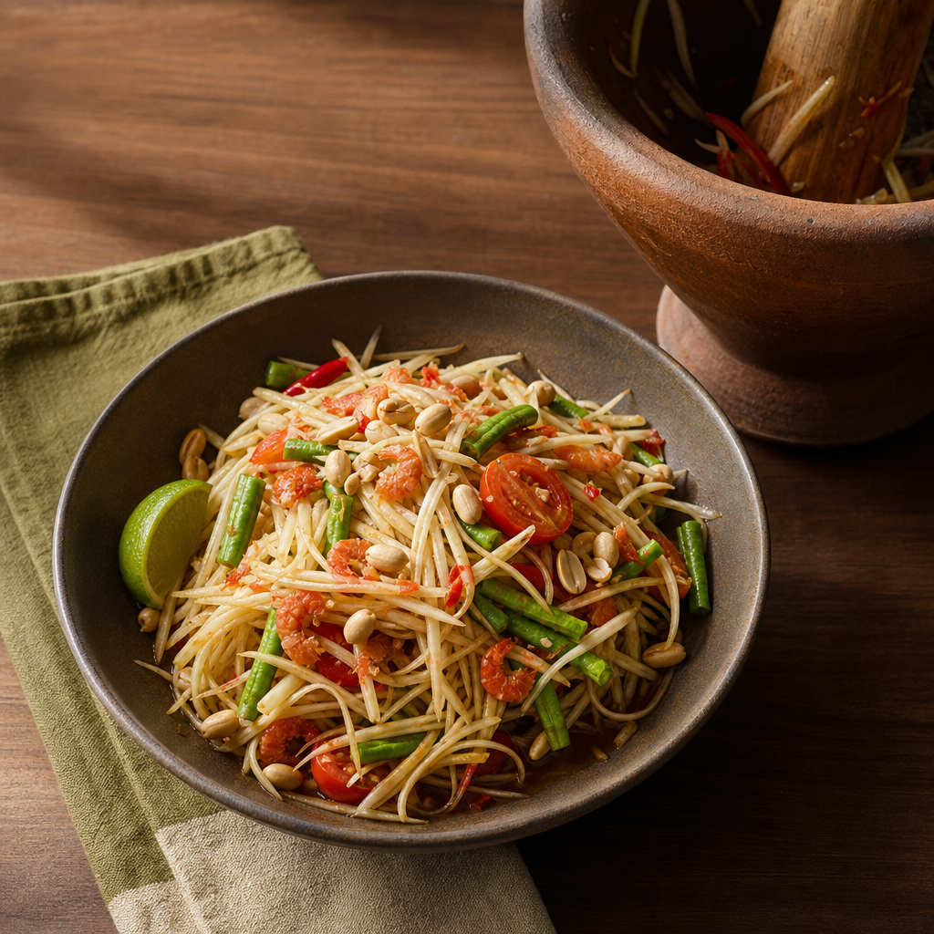 Som Tum (Green Papaya Salad) step 6: Finish with peanuts