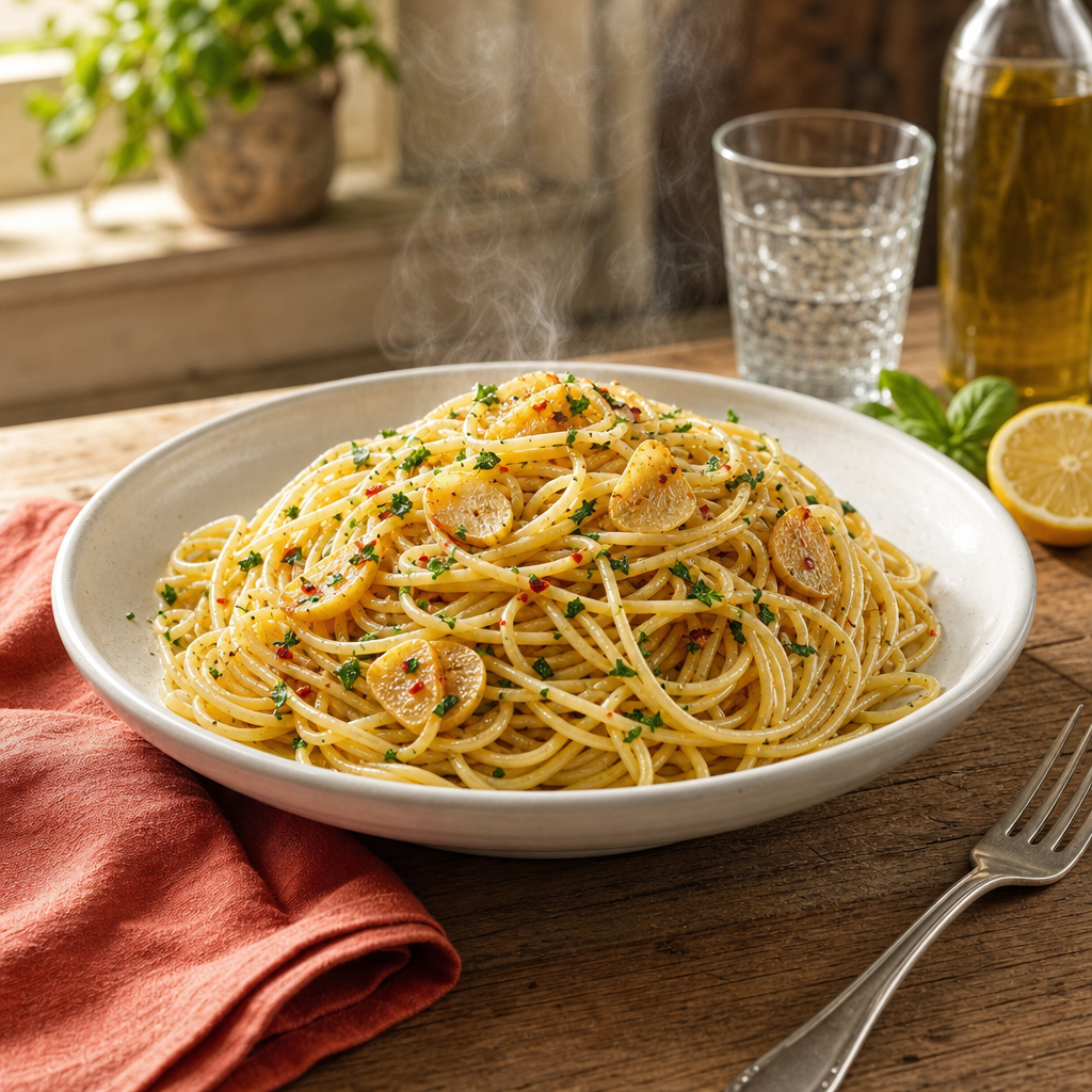 Spaghetti Aglio e Olio — finished dish