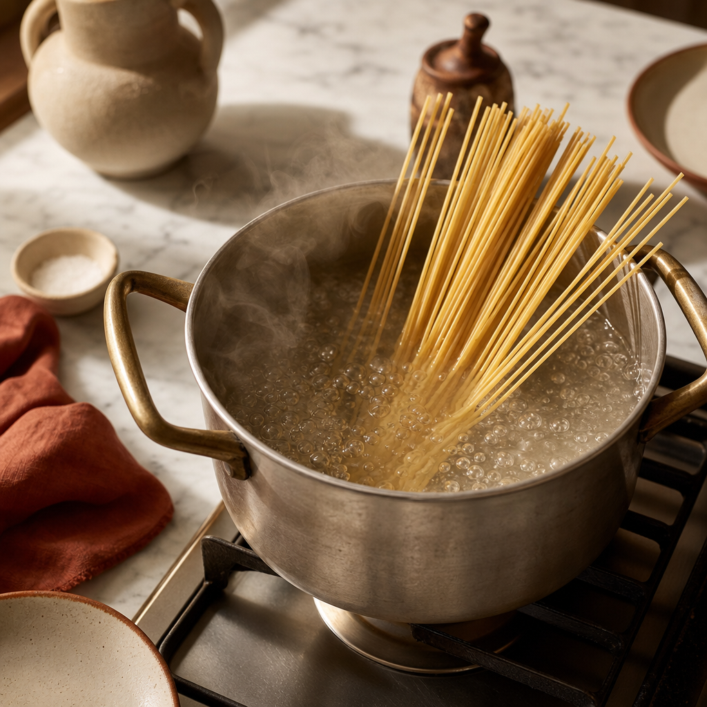 Spaghetti Carbonara step 3: Boil the spaghetti