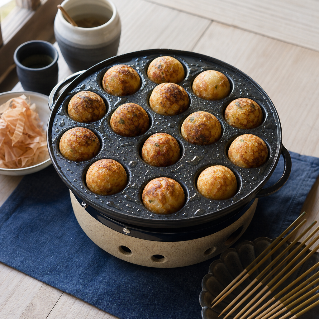 Takoyaki step 6: Brown the outside