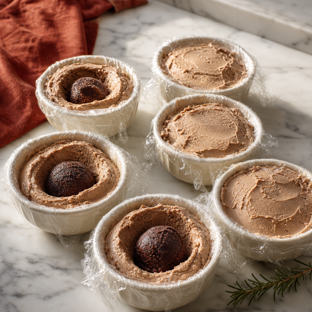 Tartufo di Pizzo step 6: Add the chocolate core and chocolate gelato