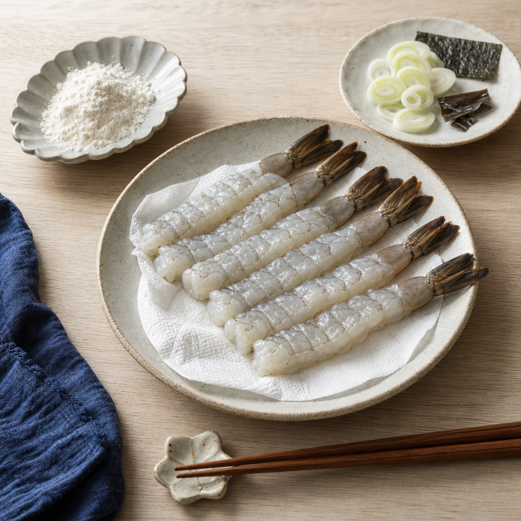 Tempura Soba step 3: Prepare the shrimp