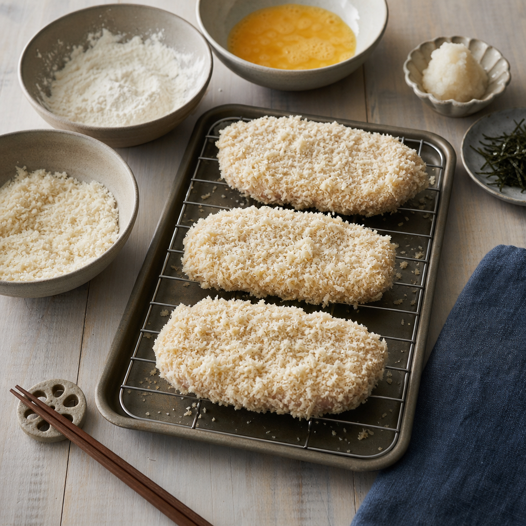Tonkatsu step 5: Set the crust
