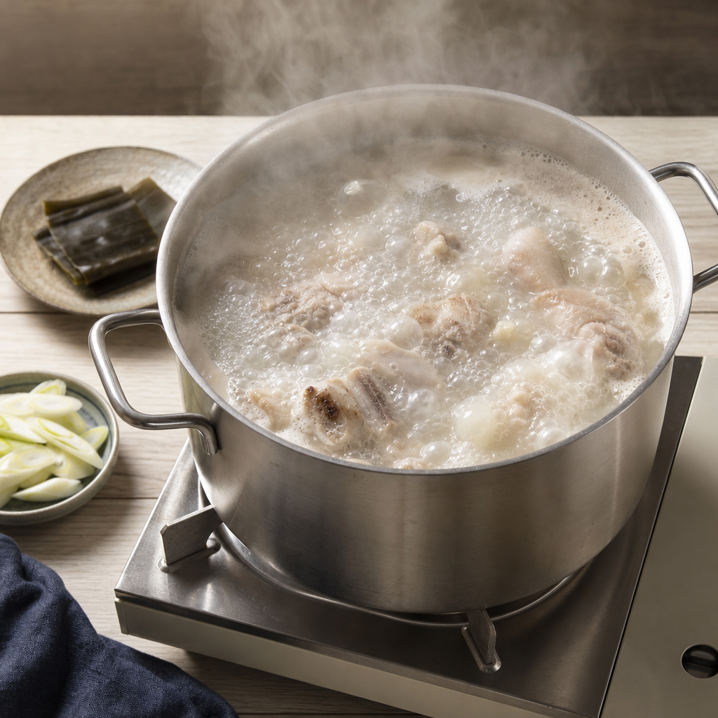 Tonkotsu Ramen step 3: Start the long boil